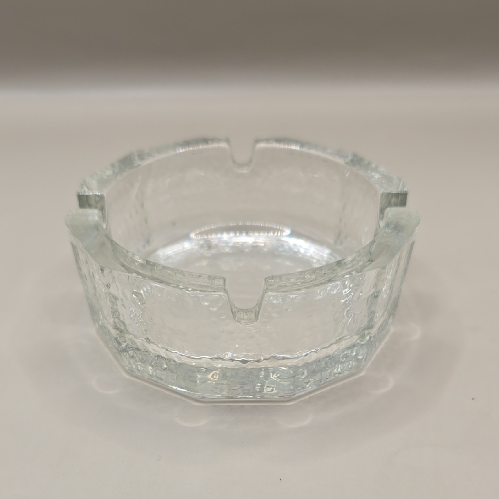 Vintage 70s Blenko Ashtray Ice Block Art Glass Geometric Mid-Century Modern
